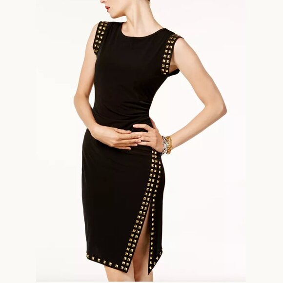 MICHAEL Michael Kors Black with Stud-Trim Side-Slit Dress - Picture 1 of 10